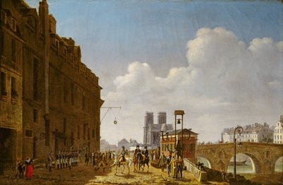 The Emperor Napoleon visiting the market for eau-de-vie on the Quai Bercy on 8th February 1811 by Etienne Bouhot